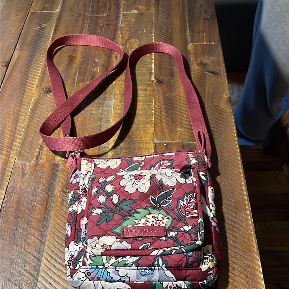 Vera Bradley Red and White Crossbody Bag with Adjustable Strap